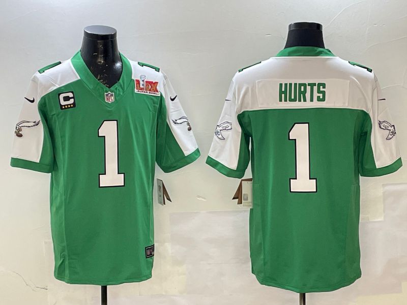 Men Philadelphia Eagles 1 Hurts Green Thanksgiving three generations 2025 Nike Limited NFL Jersey style 5